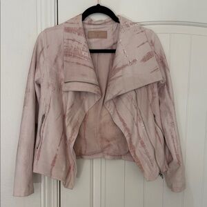 Blank NYC Light Pink Leather Bomber Jacket